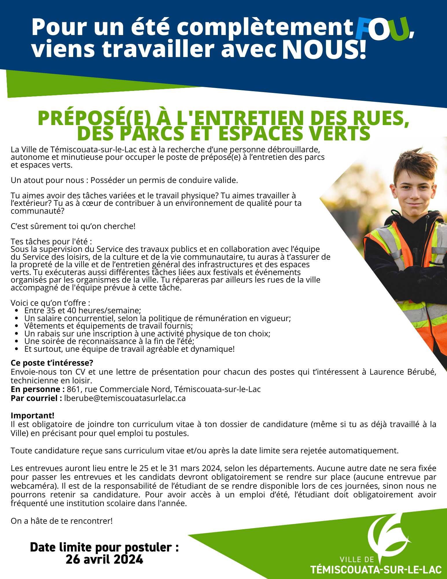 Offres d'emploi Ville de TémiscouatasurleLac